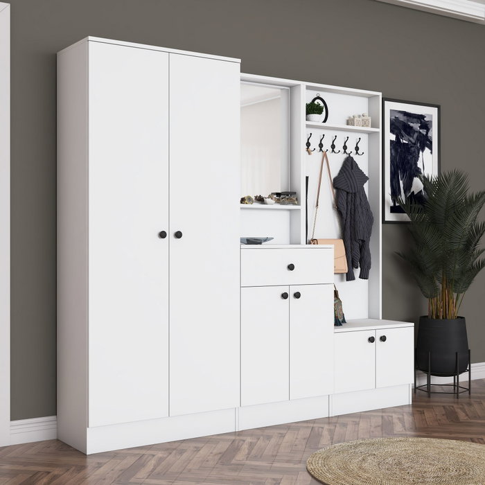Hanah Home Perchero Blanco con Estante Ajustable Hanah Home Perchero Blanco con Estante Ajustable